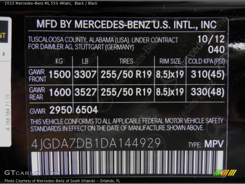 Black / Black 2013 Mercedes-Benz ML 550 4Matic