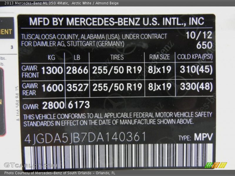 Arctic White / Almond Beige 2013 Mercedes-Benz ML 350 4Matic