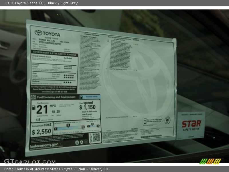 Black / Light Gray 2013 Toyota Sienna XLE