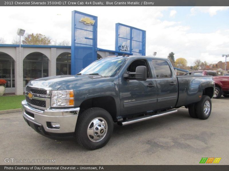 Blue Granite Metallic / Ebony 2013 Chevrolet Silverado 3500HD LT Crew Cab 4x4 Dually