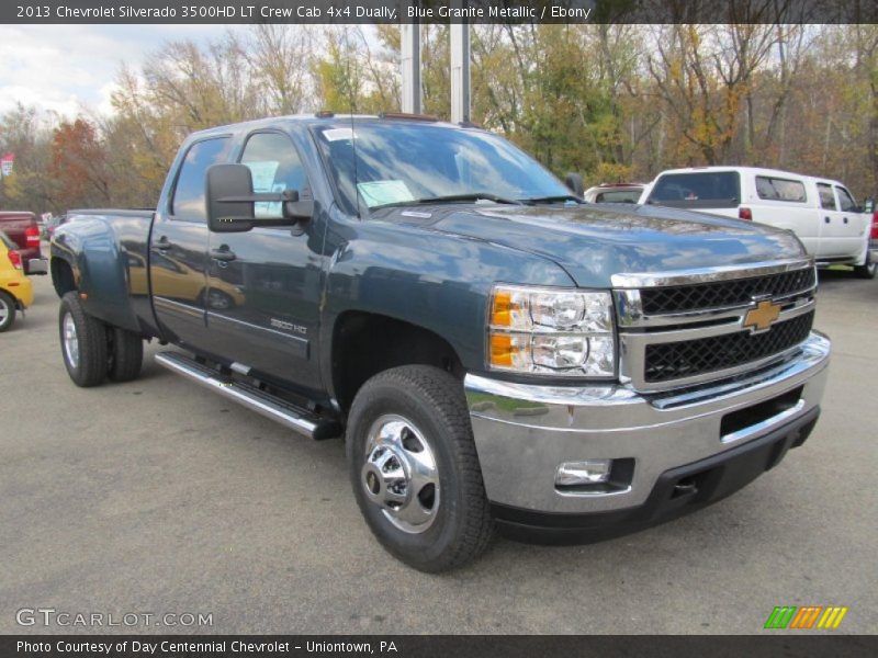 Blue Granite Metallic / Ebony 2013 Chevrolet Silverado 3500HD LT Crew Cab 4x4 Dually