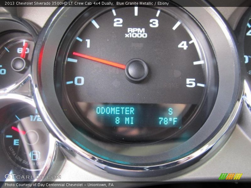 Blue Granite Metallic / Ebony 2013 Chevrolet Silverado 3500HD LT Crew Cab 4x4 Dually