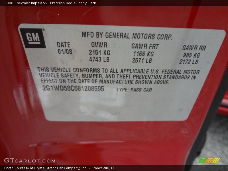 Precision Red / Ebony Black 2008 Chevrolet Impala SS