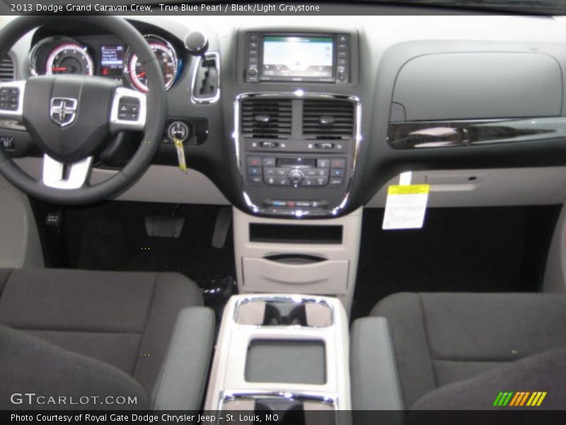 True Blue Pearl / Black/Light Graystone 2013 Dodge Grand Caravan Crew