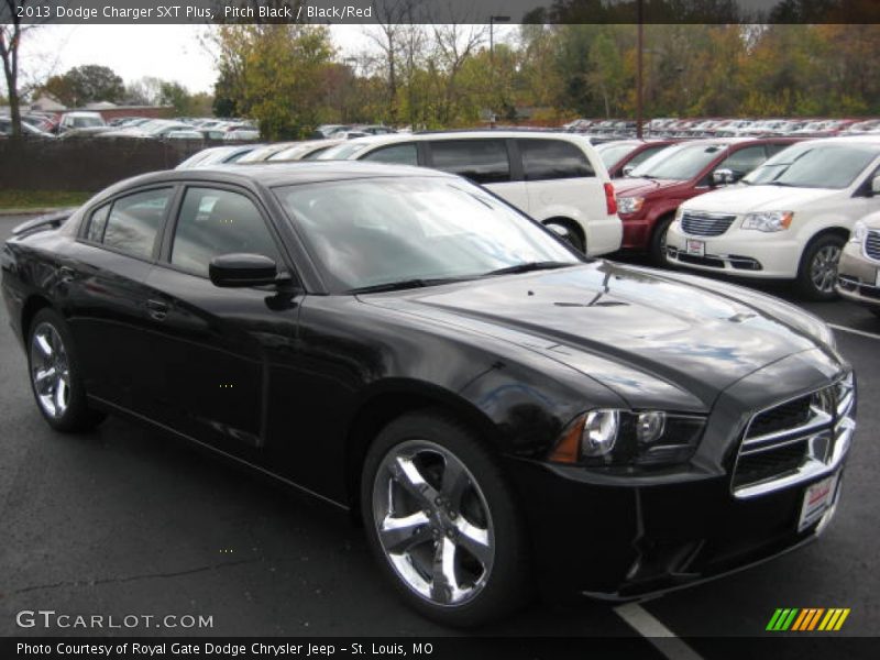 Pitch Black / Black/Red 2013 Dodge Charger SXT Plus