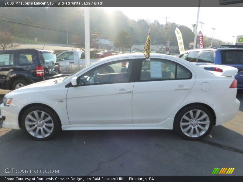 Wicked White Satin / Black 2009 Mitsubishi Lancer GTS