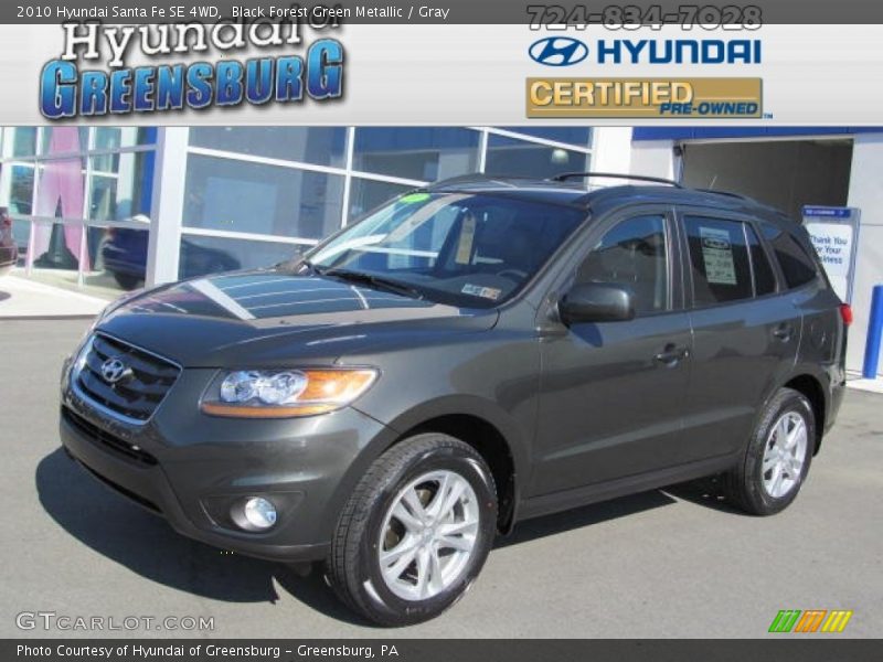 Black Forest Green Metallic / Gray 2010 Hyundai Santa Fe SE 4WD