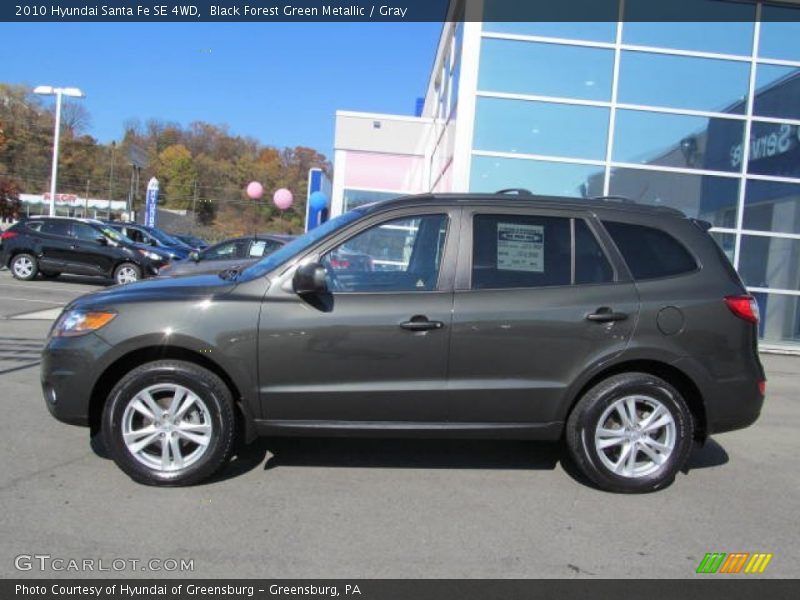 Black Forest Green Metallic / Gray 2010 Hyundai Santa Fe SE 4WD