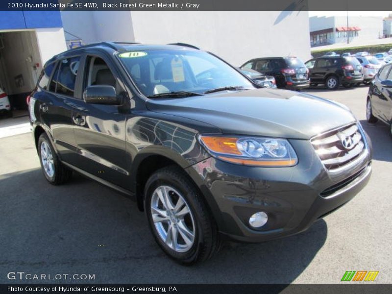 Black Forest Green Metallic / Gray 2010 Hyundai Santa Fe SE 4WD