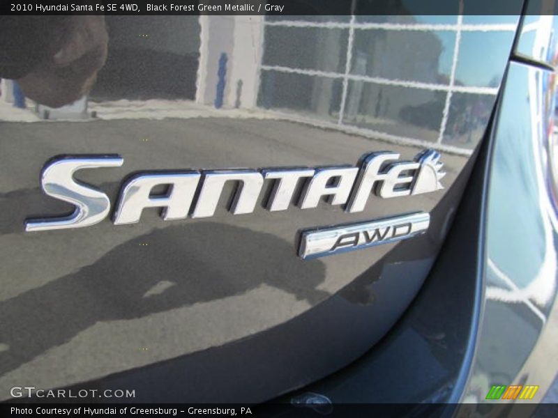 Black Forest Green Metallic / Gray 2010 Hyundai Santa Fe SE 4WD