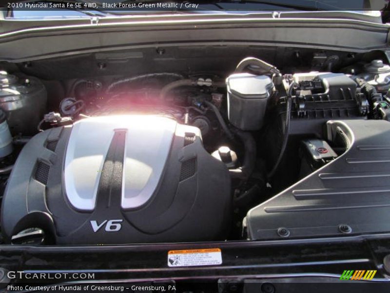 Black Forest Green Metallic / Gray 2010 Hyundai Santa Fe SE 4WD