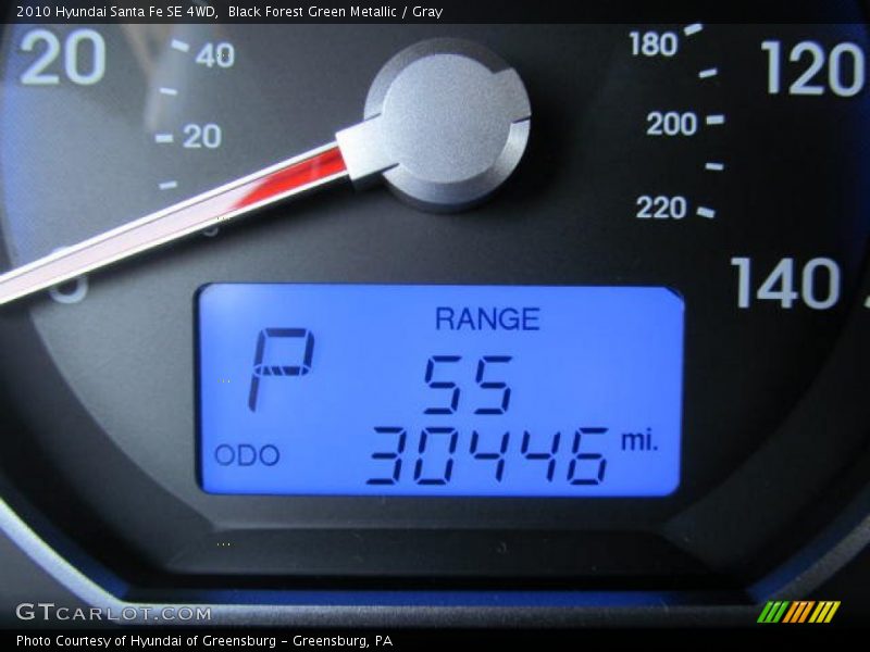 Black Forest Green Metallic / Gray 2010 Hyundai Santa Fe SE 4WD