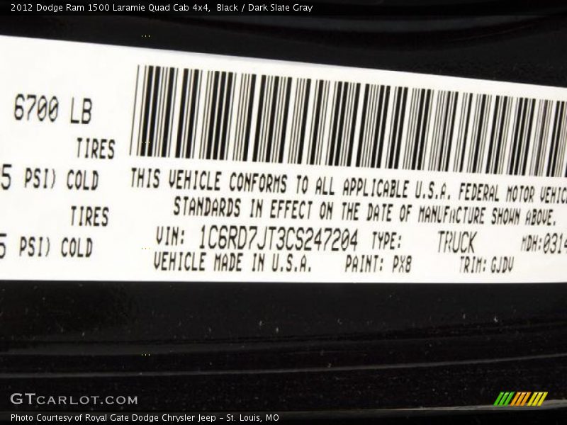 Black / Dark Slate Gray 2012 Dodge Ram 1500 Laramie Quad Cab 4x4