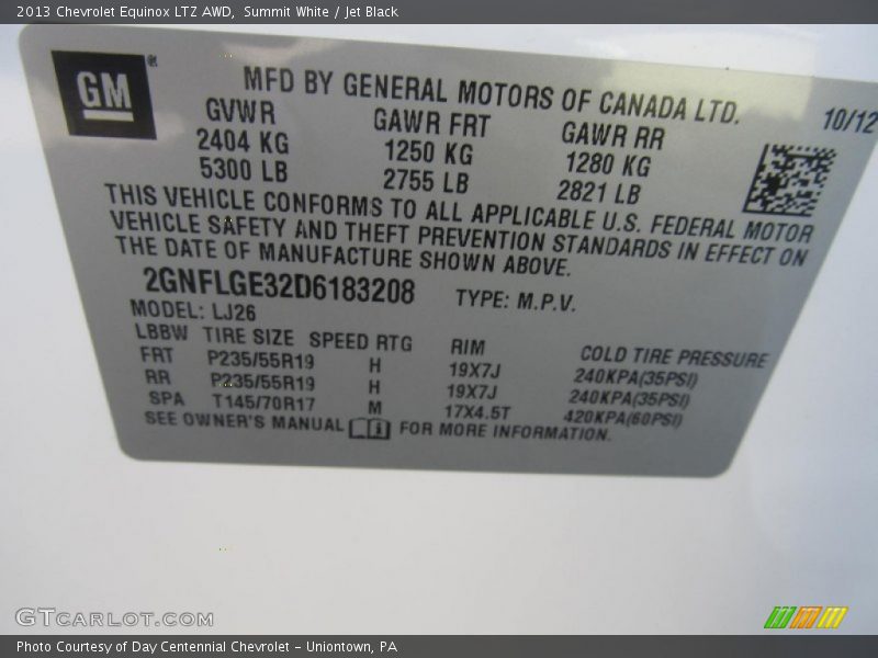 Summit White / Jet Black 2013 Chevrolet Equinox LTZ AWD