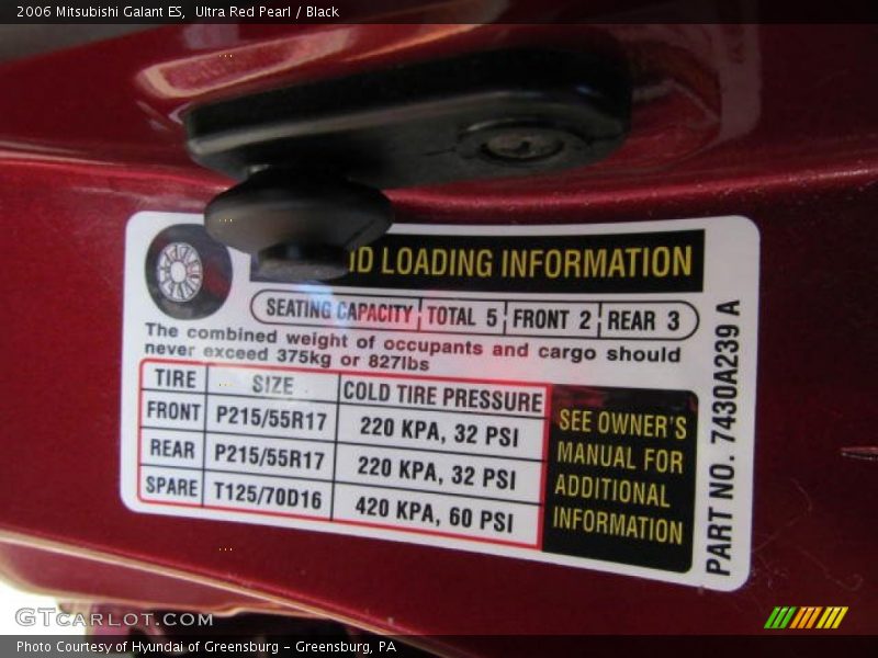Ultra Red Pearl / Black 2006 Mitsubishi Galant ES