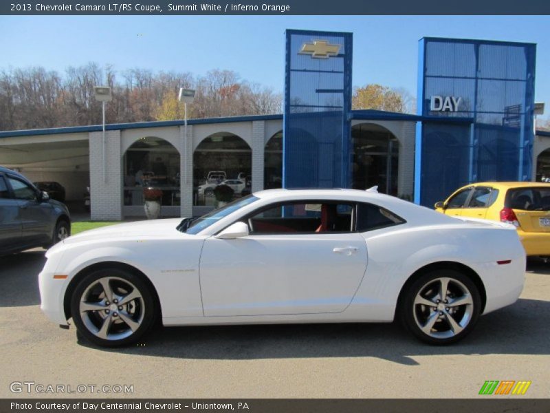 Summit White / Inferno Orange 2013 Chevrolet Camaro LT/RS Coupe