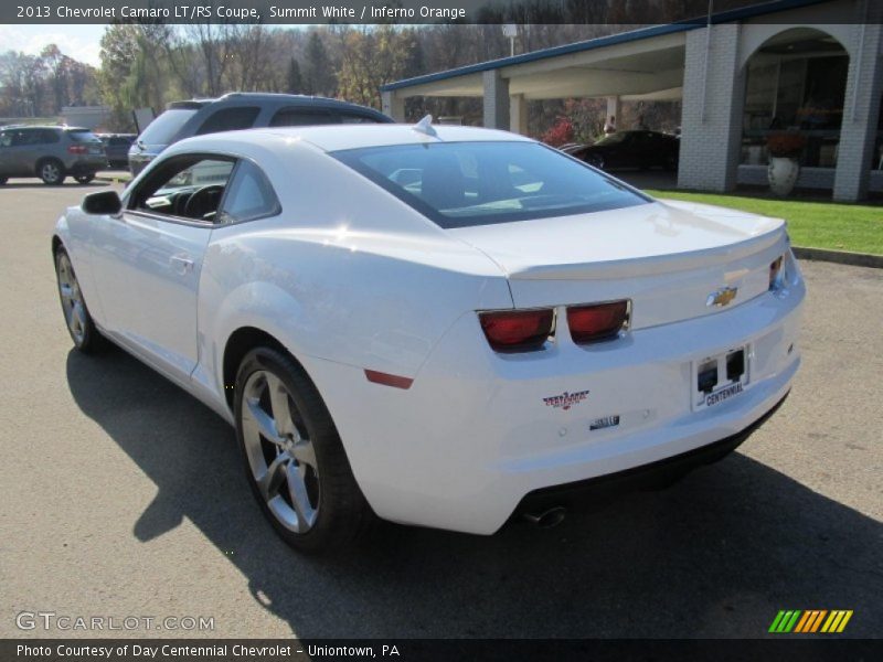Summit White / Inferno Orange 2013 Chevrolet Camaro LT/RS Coupe