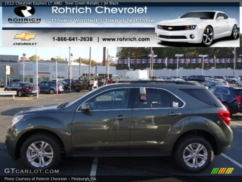 Steel Green Metallic / Jet Black 2013 Chevrolet Equinox LT AWD