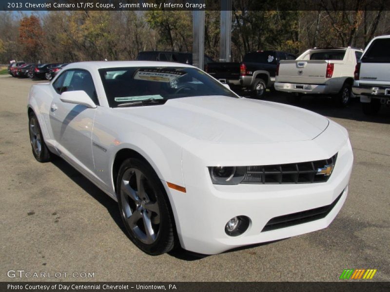 Summit White / Inferno Orange 2013 Chevrolet Camaro LT/RS Coupe