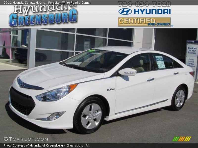 Porcelain White Pearl / Camel 2011 Hyundai Sonata Hybrid