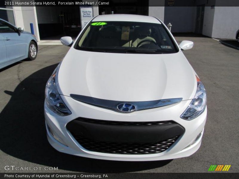 Porcelain White Pearl / Camel 2011 Hyundai Sonata Hybrid