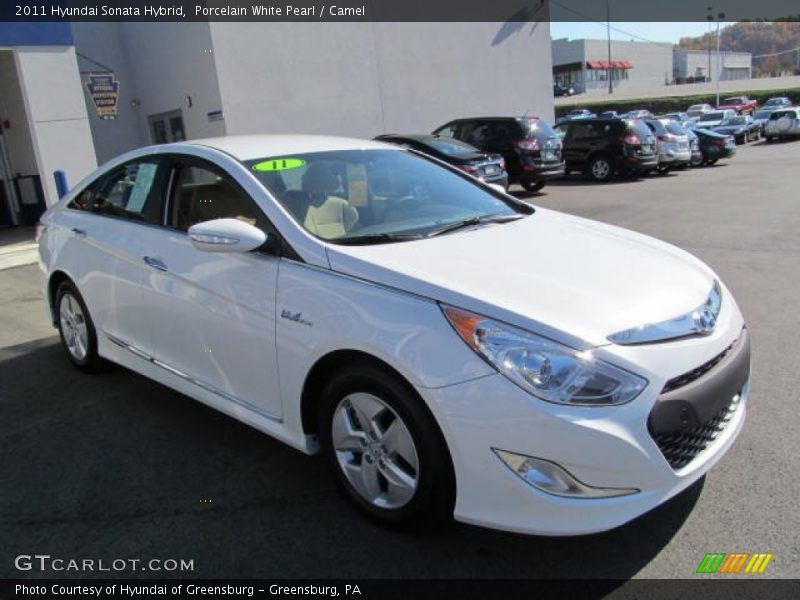 Porcelain White Pearl / Camel 2011 Hyundai Sonata Hybrid