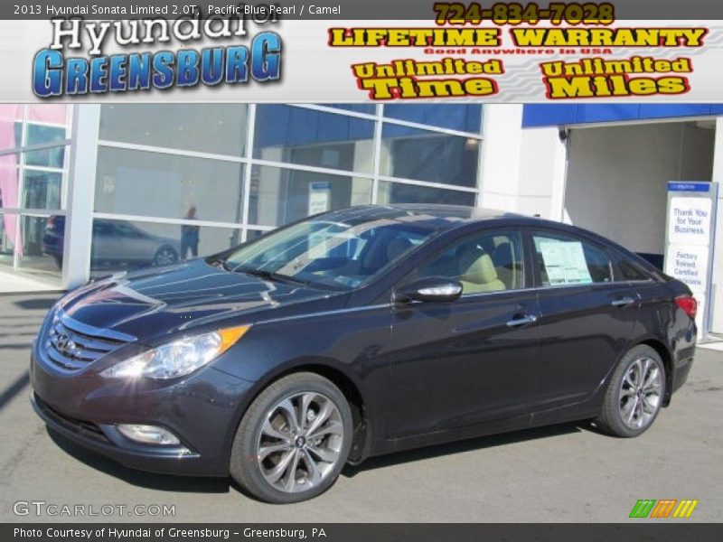 Pacific Blue Pearl / Camel 2013 Hyundai Sonata Limited 2.0T