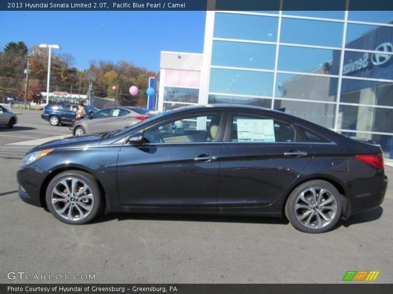 Pacific Blue Pearl / Camel 2013 Hyundai Sonata Limited 2.0T