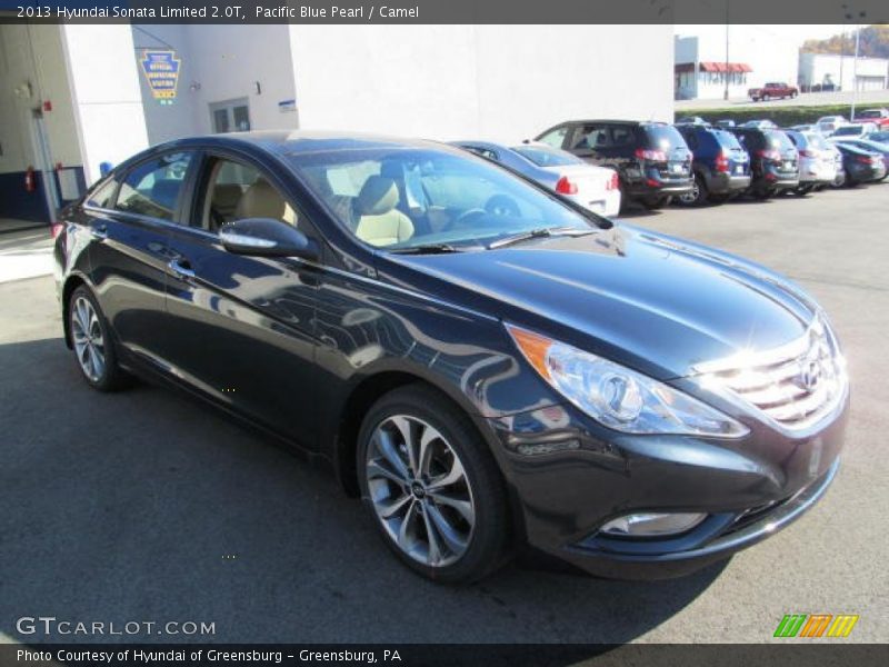 Pacific Blue Pearl / Camel 2013 Hyundai Sonata Limited 2.0T