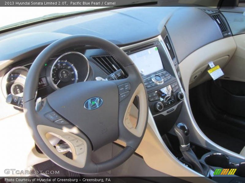 Pacific Blue Pearl / Camel 2013 Hyundai Sonata Limited 2.0T