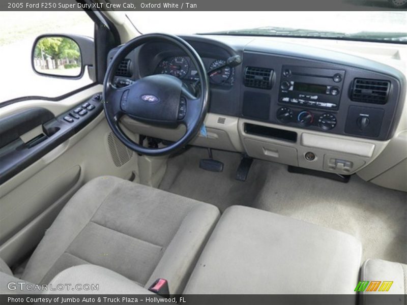 Oxford White / Tan 2005 Ford F250 Super Duty XLT Crew Cab