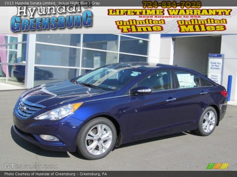 Indigo Night Blue / Gray 2013 Hyundai Sonata Limited