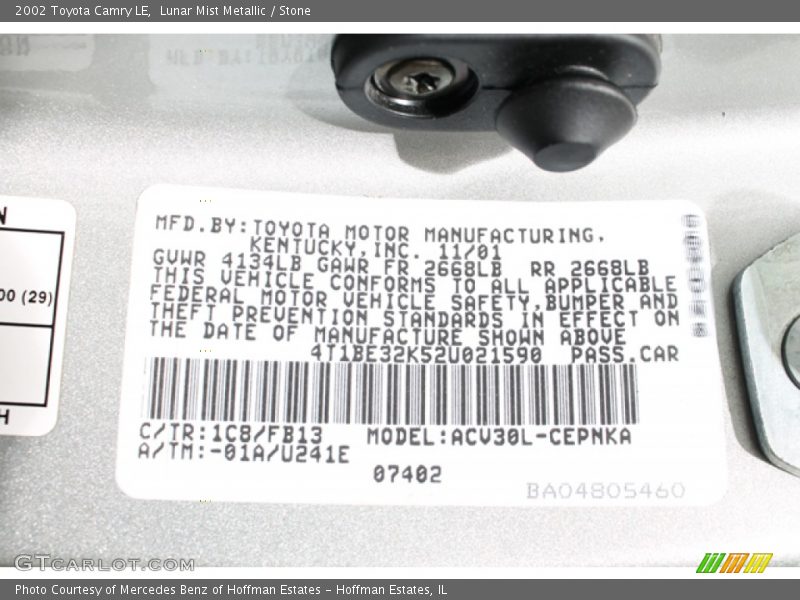 Lunar Mist Metallic / Stone 2002 Toyota Camry LE