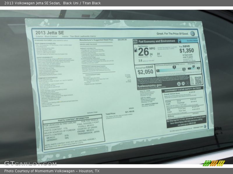 Black Uni / Titan Black 2013 Volkswagen Jetta SE Sedan