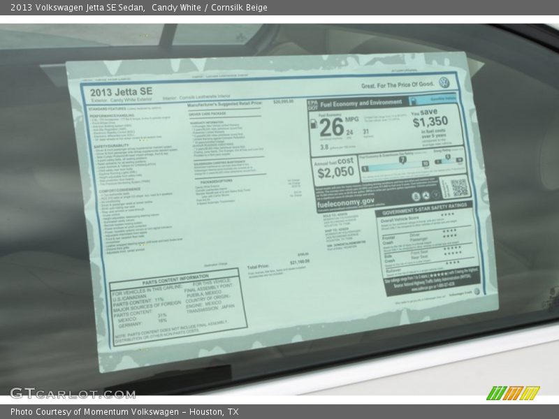Candy White / Cornsilk Beige 2013 Volkswagen Jetta SE Sedan