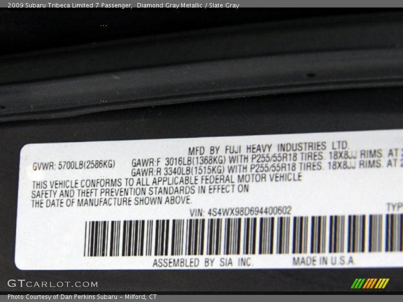 Diamond Gray Metallic / Slate Gray 2009 Subaru Tribeca Limited 7 Passenger