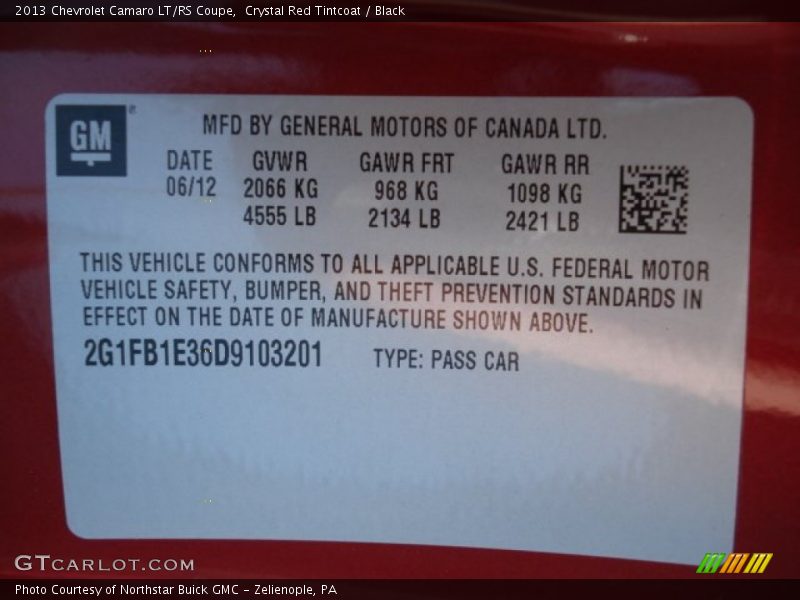 Crystal Red Tintcoat / Black 2013 Chevrolet Camaro LT/RS Coupe
