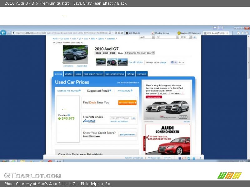 Lava Gray Pearl Effect / Black 2010 Audi Q7 3.6 Premium quattro