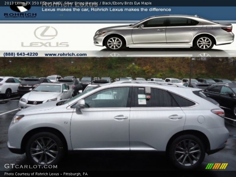Silver Lining Metallic / Black/Ebony Birds Eye Maple 2013 Lexus RX 350 F Sport AWD