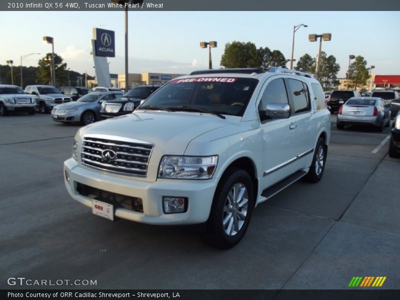 Tuscan White Pearl / Wheat 2010 Infiniti QX 56 4WD