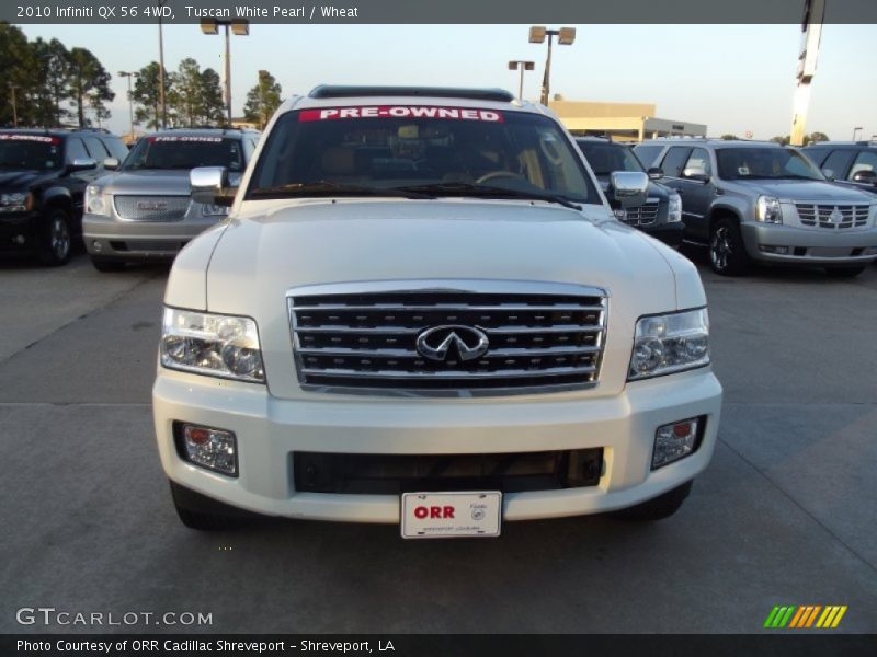 Tuscan White Pearl / Wheat 2010 Infiniti QX 56 4WD