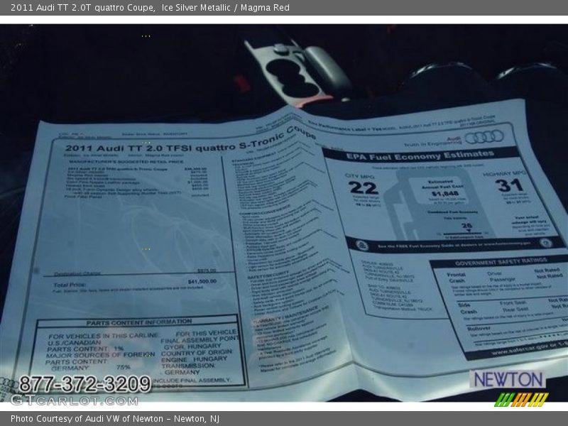 Ice Silver Metallic / Magma Red 2011 Audi TT 2.0T quattro Coupe