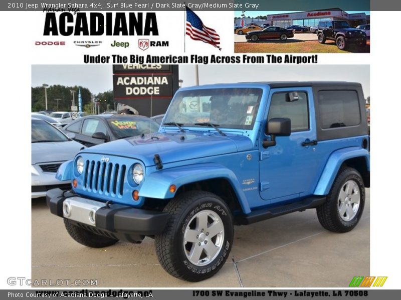 Surf Blue Pearl / Dark Slate Gray/Medium Slate Gray 2010 Jeep Wrangler Sahara 4x4