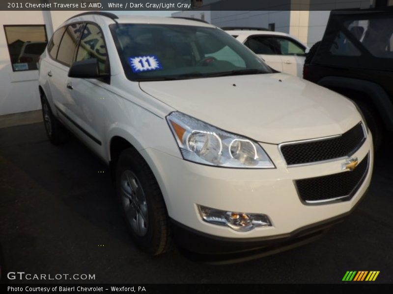 White / Dark Gray/Light Gray 2011 Chevrolet Traverse LS AWD