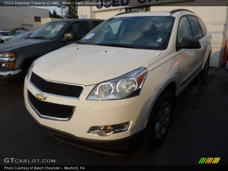 White / Dark Gray/Light Gray 2011 Chevrolet Traverse LS AWD