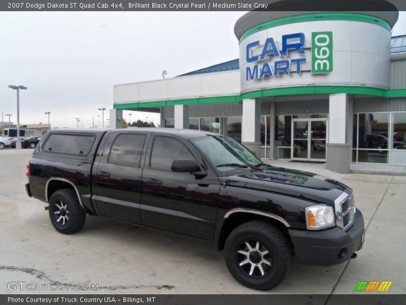 Brilliant Black Crystal Pearl / Medium Slate Gray 2007 Dodge Dakota ST Quad Cab 4x4