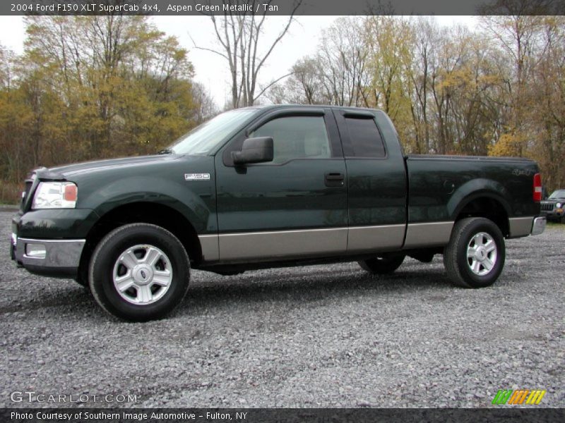 Aspen Green Metallic / Tan 2004 Ford F150 XLT SuperCab 4x4