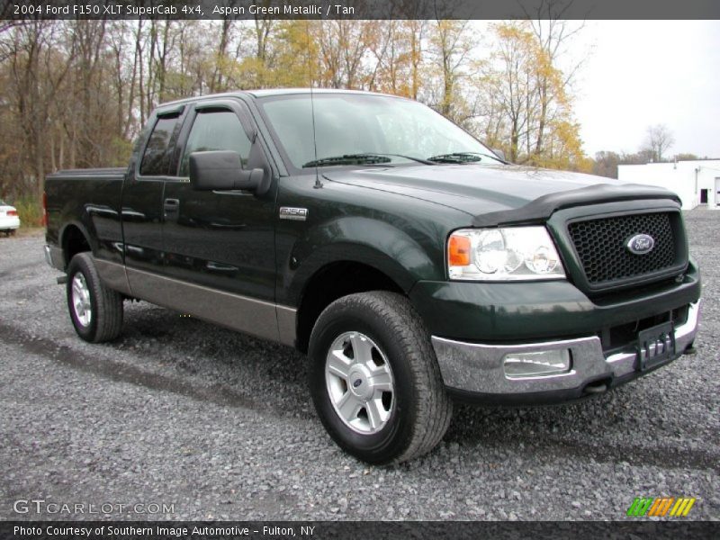 Aspen Green Metallic / Tan 2004 Ford F150 XLT SuperCab 4x4