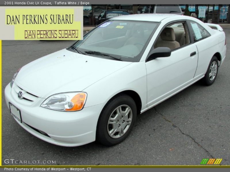 Taffeta White / Beige 2001 Honda Civic LX Coupe