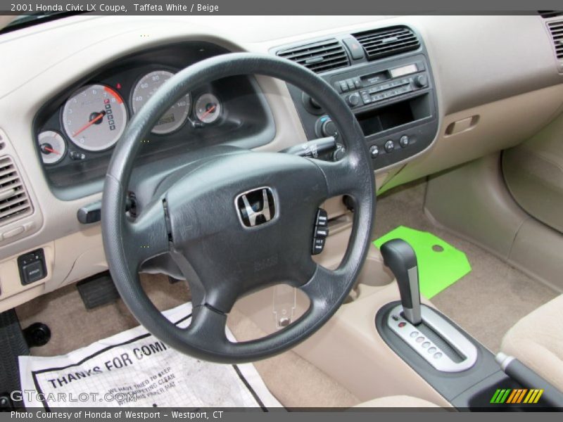 Taffeta White / Beige 2001 Honda Civic LX Coupe